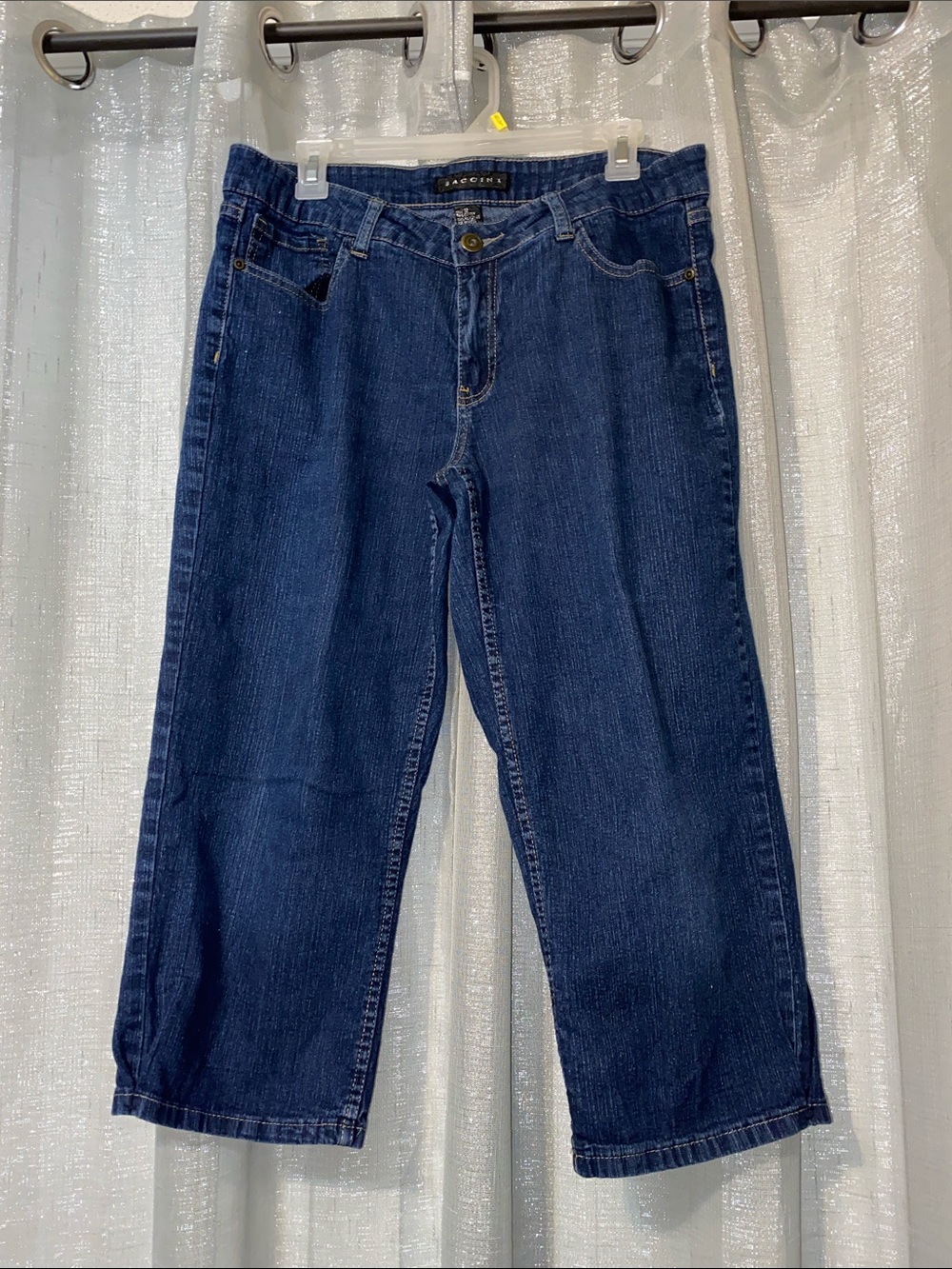 Baccini Dark Blue Cropped Straight-Leg Jeans